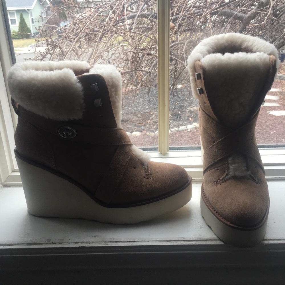 Coach wedge suede booties